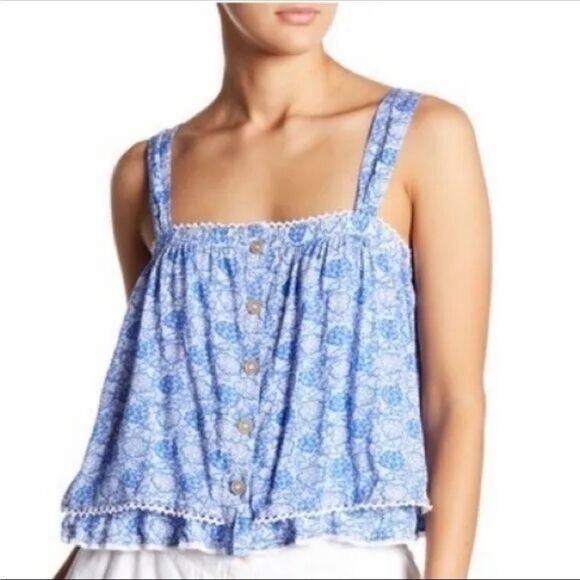 Free People Tops - Free People | Blue Flowy Floral Tank